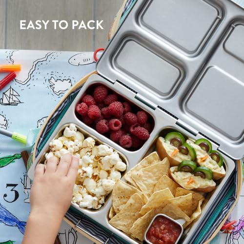 PlanetBox Launch Stainless Steel Lunchbox Replacement - Brushed Finish, Recycled Bento Box Container for Kids and Adults, Sustainable Lunch Box - size: 3 Compartments