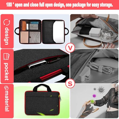 Hseok Laptop Case 13.3-14 inch Sleeve, TSA Computer Handbag Water-Resistant and Shockproof Bag Compatible with MacBook Pro/Neo 14", Mac Air/Pro 13.3" and 13"-14" Notebooks Chromebooks,Black-red - color: Black-red