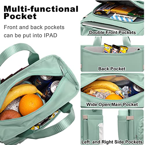 AIJIEKE Large Insulated Lunch Bag for Women Men, Work Lunch Box Tote, Green | Leakproof, durable multi-compartment cooler. Reusable with shoulder strap. Perfect for travel meal prep, picnic, beach - color: Green