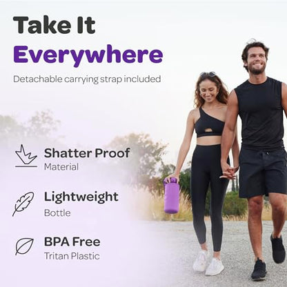Hydracy 2L Large Water Bottle, 100% BPA Free Tritan Plastic, Leakproof, Zero Condensation, Motivational Timeline, Safe, Non-Toxic, Durable, Smart Design | Leak Proof Gym Bottle with times to drink and no sweat Sleeve - Ideal for Fitness Sports & Outdoors