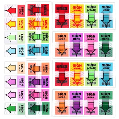 600 Pcs/6 Pack Sign Here Tabs, Colorful Adhesive Sign Here Flags Stickers, Arrow Labels Sign Here Stickers for Annotating Books, Arrow Sticky Notes for School Office Home Documents Notebooks Supplies - style: style1