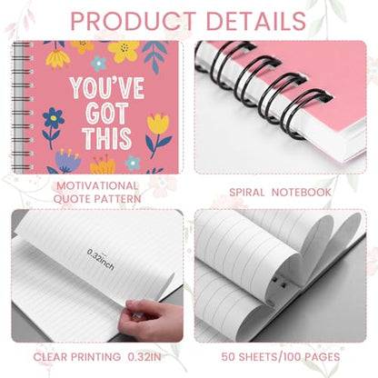 Gueevin 12 Pack Motivational Spiral Notebooks Bulk A5 Lined Floral Inspirational Journal with 50 Sheets Aesthetic Positive Affirmations Gifts Stationery for School Office Daily Work