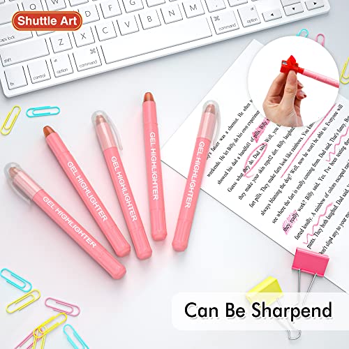 Shuttle Art 5 Pack Pink Gel Highlighters,Bible Highlighters,No Bleed Through, Bible Journaling Supplies,Great for Journaling, Highlighting and Studying - color: Pink