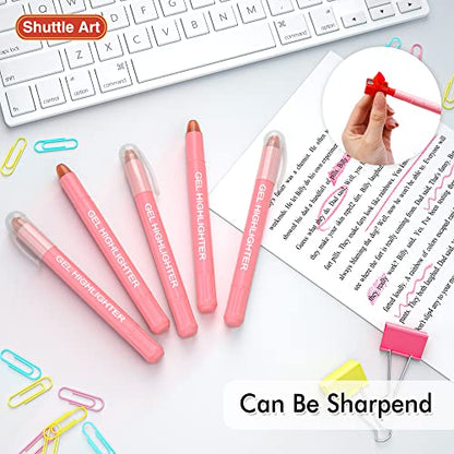 Shuttle Art 5 Pack Pink Gel Highlighters,Bible Highlighters,No Bleed Through, Bible Journaling Supplies,Great for Journaling, Highlighting and Studying - color: Pink