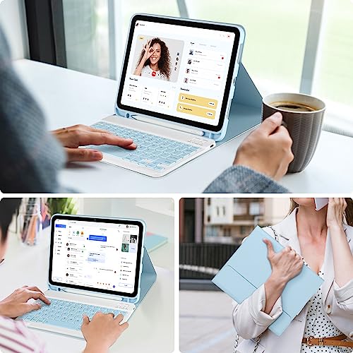 Keyboard Case for iPad 9/8/7th Gen 10.2’’,Case with Keyboard ipad 10.2 inch,Keyboard for iPad 9th Gen,Detachable Bluetooth Keyboard for iPad 10.2,iPad Keyboard Case 9th Gen with Pencil Holder (Blue) - color: Blue