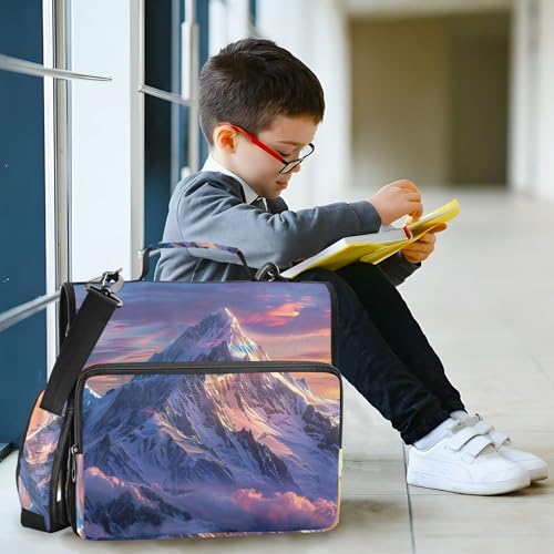 Mountains Zipper Binder with Shoulder Strap & Handle for Easy Carry, 1.5 Inch 3-Ring Binder for School, Expansion Panel and Expanding File