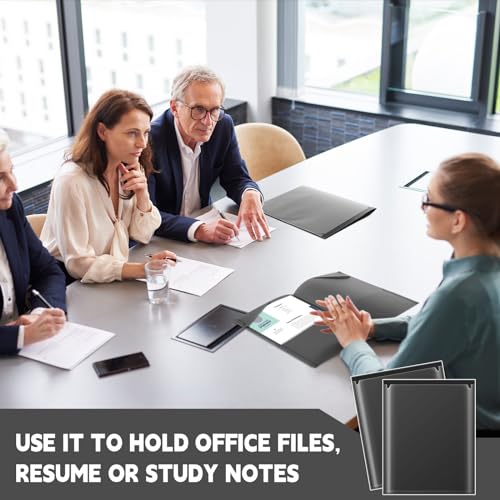 Henoyso 36 Pack Black Plastic Folders with Clear Front Pockets Heavy Duty File Folders with 2 Pockets and Card Slot for Student Communication School Office Presentation Report - color: Black