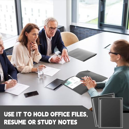 Henoyso 36 Pack Black Plastic Folders with Clear Front Pockets Heavy Duty File Folders with 2 Pockets and Card Slot for Student Communication School Office Presentation Report - color: Black