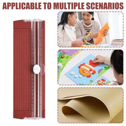 Paper Cutter Slider 10.5 Inch Precision Straight Slider | with Side Ruler Cardstock Cutter for Photo Cardstock Label Crafting Scrapbooking Supplies - color: Red