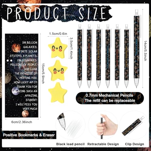 AmazingSpark 60 Sets Back to School Pencils Inspirational Space Astronaut Pencil Gifts Bulk 6 Styles 0.7 mm Mechanical Pencils with Erasers Positive Cards for for School Student Teacher Nurse Staff - style: Space Astronaut