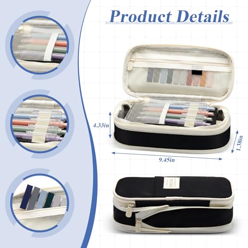 Jutom 39 Pcs Aesthetic Book Annotation Kit Highlighter with Case Bag Gel Pen Transparent Sticky Note Taking Bible Supplies(Black,Cute Style) - color: Black, style: Cute Style