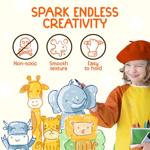 TinyGeeks Jumbo Crayons (16 Colors) – Non-Toxic, Washable, Easy-to-Hold Art Supplies for Toddlers and Kids – Perfect for Travel, Learning, and Creative Play