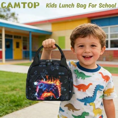 CAMTOP Boys Lunch Box Kids Insulated Lunch Bag Kids Cute Lunchbox for Boys Loncheras Para Niños - color: Gaming Controller