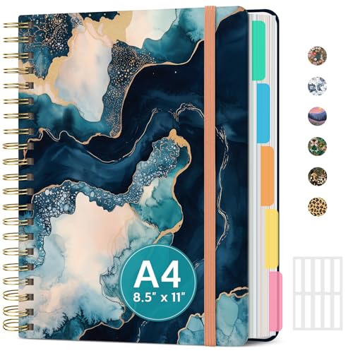 Large Spiral Notebook with Dividers & Tabs, 8.5" x 11" Hardcover 5 Subject Notebook for Work, 280 Pages, College Ruled, Cute Journal for Women, Perfect for Study & Office Note Taking, Golden Dusk - color: M-Golden Dusk