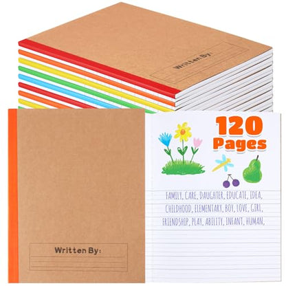 Henoyso 10 Pcs 120 Pages Primary Composition Notebooks K-2, Primary Journal Grades K-2, Writing Journal Practice Notebook for Kids in Preschool, Kindergarten, Back to School Supplies (Rainbow) - color: Rainbow
