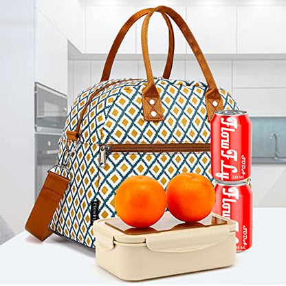 FlowFly Insulated Lunch Bag With Shoulder Strap for Women, Men, and Kids, Large and Reusable, Handle, Freezable Work and School Travel Tote and Meal Prep Organizer,Square - color: Square