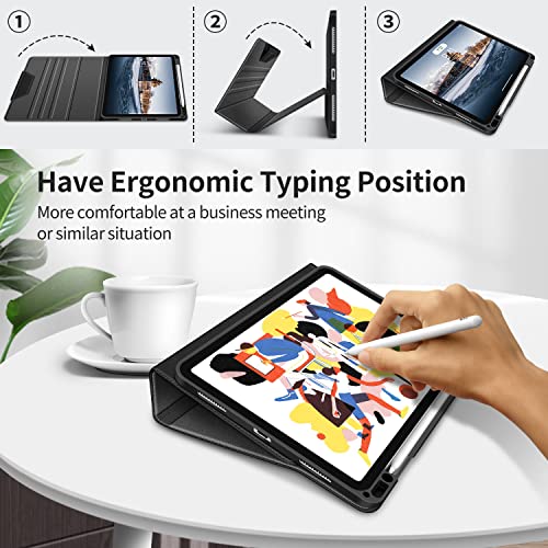 H HOLIMET Case for iPad Air 11" 2026 M4/M3 (2025)/ M2 (2024)/ iPad Air 4th & 5th Generation10.9 Inch 2022/2020 Soft Back Shockproof Protective Cover with Pencil Holder Vegan Leather Auto Sleep/Wake - color: Black 2nd