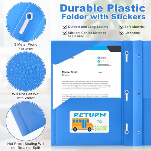 Henoyso 24 Set Take Home Folders with Clear Front Pocket, School-to-Home Communication Folder Bulk for Back to School Classroom, Heavy Duty Plastic Parent-Teacher Homework Folders (Blue) - color: Blue