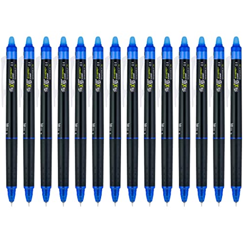 Pilot FriXion Synergy Clicker Erasable, Refillable, Retractable Gel Ink Pens, Extra Fine Point 0.5 mm, Pack of 14, Blue, FriXion Erasable Pens 0.5 - Ideal for School & Office Writing - color: Blue, size: 1 Count (Pack of 14)