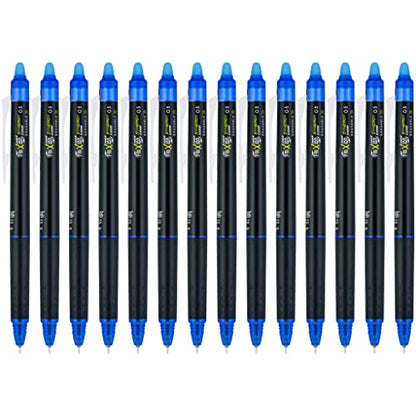Pilot FriXion Synergy Clicker Erasable, Refillable, Retractable Gel Ink Pens, Extra Fine Point 0.5 mm, Pack of 14, Blue, FriXion Erasable Pens 0.5 - Ideal for School & Office Writing - color: Blue, size: 1 Count (Pack of 14)