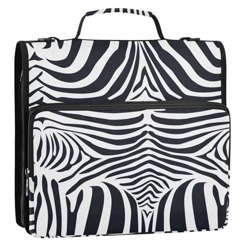 Classic Zebra Stripes Zipper Binder Bag 3 Ring with Shoulder Strap Zippered Binder Fits 13 Inch Laptop File Folder Document Organizer for College Office Supplies - color: Classic Zebra Stripes