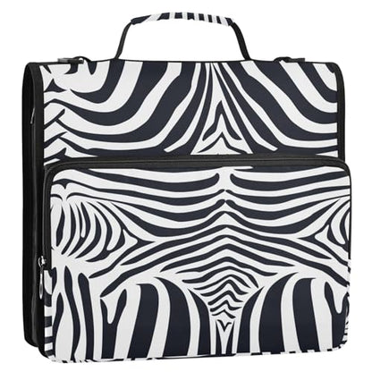 Classic Zebra Stripes Zipper Binder Bag 3 Ring with Shoulder Strap Zippered Binder Fits 13 Inch Laptop File Folder Document Organizer for College Office Supplies - color: Classic Zebra Stripes