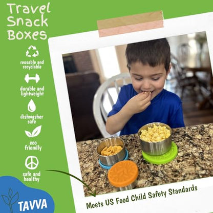TAVVA Stainless Steel Lunch Containers [12oz/ 7oz/ 3oz] - BPA-Free Metal Lunchbox with Leakproof Silicone Lids - Lunch Box - Small Snack Food Containers with Lids - Dishwasher Safe - color: Lagoon