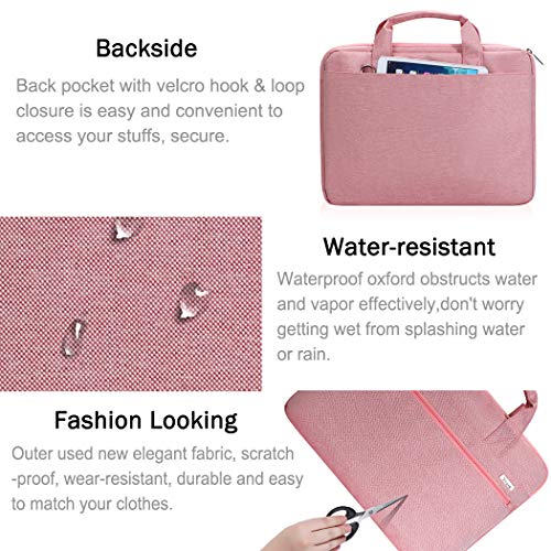 Voova Laptop Bag 15.6 Inch, 360° Protective Computer Case Sleeve Compatible with MacBook Air 15, MacBook Pro 15/16, 15-16” Lenovo Asus Acer Dell Hp, Waterproof Slim Briefcase for Women, Pink - color: Pink, size: 14-15.6 inch