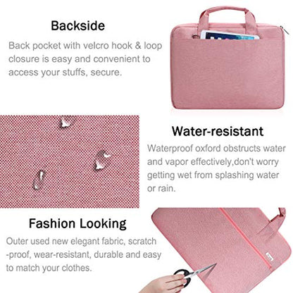 Voova Laptop Bag 15.6 Inch, 360° Protective Computer Case Sleeve Compatible with MacBook Air 15, MacBook Pro 15/16, 15-16” Lenovo Asus Acer Dell Hp, Waterproof Slim Briefcase for Women, Pink - color: Pink, size: 14-15.6 inch