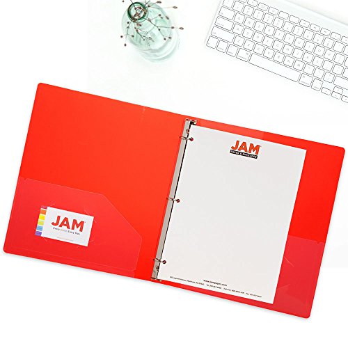 JAM PAPER Plastic 0.75 inch Binder - Red 3 Ring Binder - Sold Individually - color: Red, size: 0.75 inch