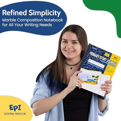 960 Pack (Pallet) EPI Primary Ruled Composition Notebook Bulk, 200 pages (100 Sheets), 9-3/4 x 7-1/2, Blank Top Header For Drawing, Story Paper, Heavy Duty, School Supplies, Grades K-2, Sewn Binding - size: Pack of 960, style: Primary Ruled