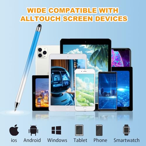 Stylus (7 Pcs), 2-in-1 Stylus Pen for Touch Screen, High Precision and Sensitivity, Suitable for iPad/iPhone/Samsung/Android Smartphone and Tablets, Compatible with All Touch Screen - color: Gradient color