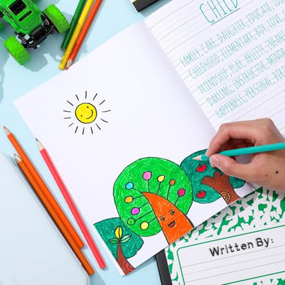 Henoyso 6 Pack Primary Composition Notebook for Kids, K-2 Journal with Half Blank Half Lined Pages, Draw and Write Journal for Kindergarten, 1st & 2nd Grade, Rainbow Color Covers - color: Rainbow