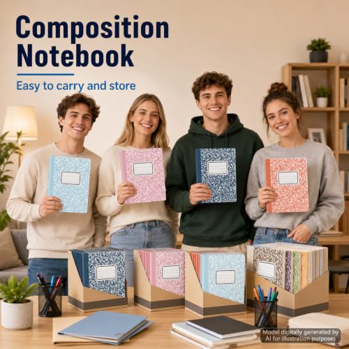 gisgfim 12 Pack Bulk Composition Notebook Wide Ruled, 12 Different Vibrant Colors, 96 Pages (48 Sheets), 9-3/4 x 7-1/2" Hard Cover Journal Notebooks for Studentsd,Classroom and Office(Groovy) - color: Groovy