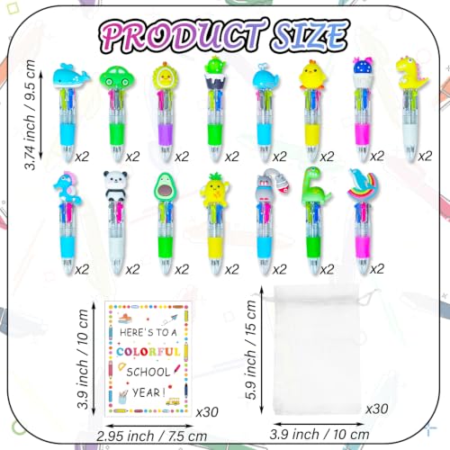 Back to School Gifts for Student - 30 Set Cute 4 in 1 Multicolor Pen, Welcome First Day Of School Gift from Teacher, Meet the Teacher Present Bulk for Kids, Classroom Reward Favors Supplies - style: Back to School
