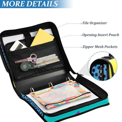 Kcldeci Zipper Binder Organizer 1.5inch 3 ring binder Bag for School and Office Expanding File Folder - color: F10