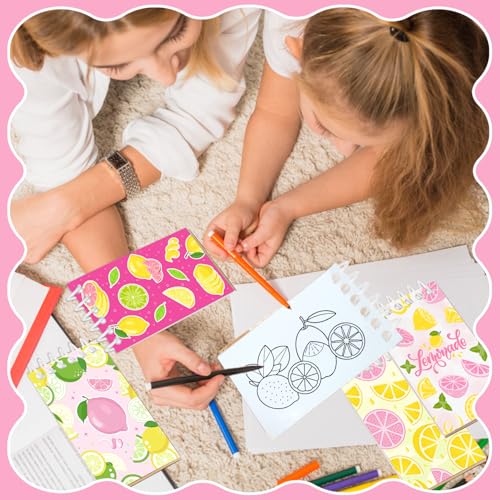JIUGUOBAO 24 Pcs Lemon Mini Spiral Notebooks Lemon Pocket Notepads Journal Memo Pads for Lemonade Birthday Party Favors Gifts Goodie Bag Office School Classroom Rewards