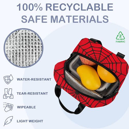 Spider Web Red Insulated Lunch Bag Reusable Lunch Box Women Men,Cooler Thermal Meal Tote for Kids School Student Picnic Office Work - color: Spider Web Red