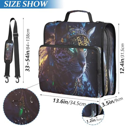 3 Ring Zipper Binder Leopard Binders Bag with Shoulder Strap 500 Sheets Paper Organizer Trapper Keeper Documents Storage File Folder for School Office - color: A939