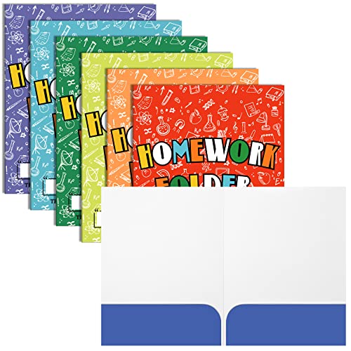 Sabary 36 Pcs Classwork Homework Folders for Students Two Pocket Folders for Kids Assorted Colors Classwork Homework Organizer Educational and Learning Folders Bulk, A4 Letter Size (Homework)