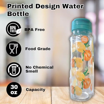 LSANDM (1) Lemons Printed Design Water Bottle 30 fl oz BPA-Free for Home Kitchen Office Travel School Camping Outdoor Indoor Beverages Drinking Drinkware Holiday Christmas Party Favor Gift Supplies