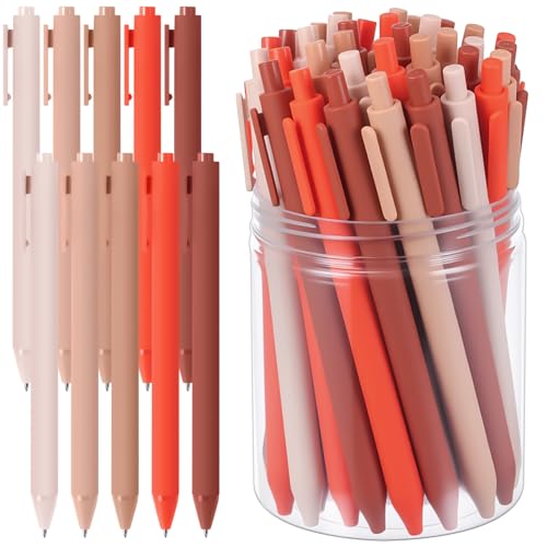 Crtiin 50 Pcs Gel Pens Bulk, 0.5mm Fine Point Black Ink Pen with Assorted Colored Retractable Quick Dry Pens for Office Teacher, Journaling, Server, Classroom, Back to School Supplies (Orange Series) - color: Orange Series