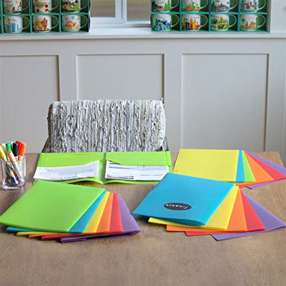 Youngever 6 Pack Heavy Duty Plastic Two Pocket Folders, Rainbow Colors, 2 Pocket Folders - color: Rainbow Colors