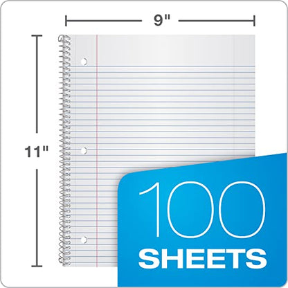 Oxford Spiral Notebook 8.5 X 11, College Ruled, 1 Subject, Water Resistant Cover, 100 Sheets - Pack of 4 - size: Pack of 4