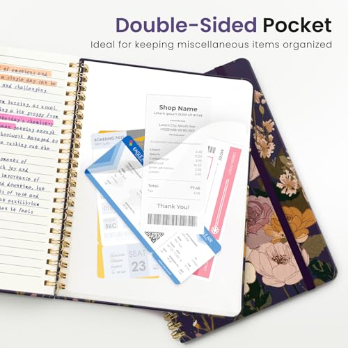 ZOTIA Lined Spiral Journal for Women, A5 Aesthetic Hardcover Notebook for Work, School & Note Taking, Pretty College Ruled Journal, 140 Pages, 6" x 8", Quiet Bloom - color: C-Quiet Bloom