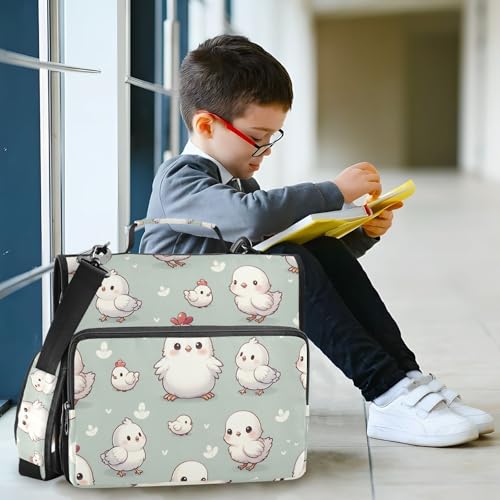 Cute Animal Chicken Farm Zipper Binder Bag 3 Ring Binder with Shoulder Strap Zip Up 500 Sheets Capacity Multi Pockets for School Office Supplies - color: Multi2284, size: Fit 500 Sheets