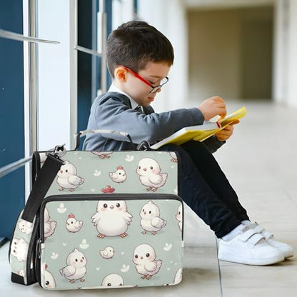 Cute Animal Chicken Farm Zipper Binder Bag 3 Ring Binder with Shoulder Strap Zip Up 500 Sheets Capacity Multi Pockets for School Office Supplies - color: Multi2284, size: Fit 500 Sheets
