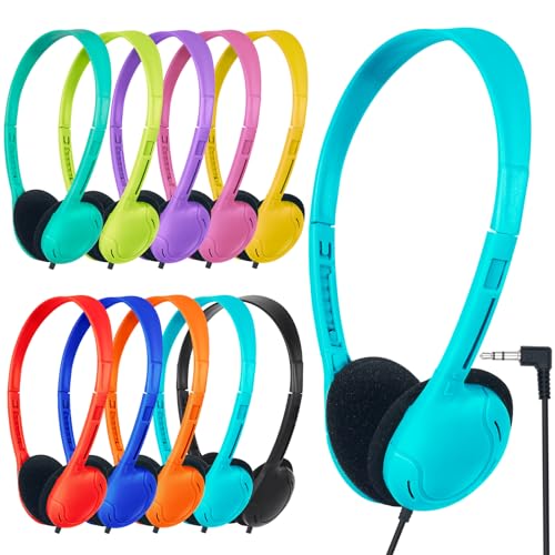 Kids Headphones Bulk 10 Pack for School Classroom Student Children | Boys Girls Teen and Adult,Class Set of Headphones for Students Computer 3.5mm Jack (10 Mixed Colors) - size: 10 Pack Mixed Colors