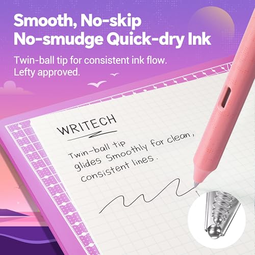 WRITECH Black Ink Gel Pens: 8-Pack Retrowave 0.5mm Fine Point Pens - Smooth Writing Silent Clicker and Refillable Perfect for School Office & Everyday Use. - color: 8 Pcs Retrowave