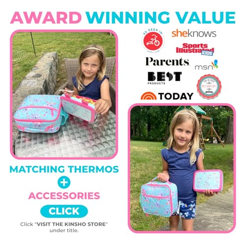 kinsho Bento Lunch Box with Water Bottle, Insulated Bag & Ice Pack Set for Kids Toddlers Girls, 4 Portion Sections, Removable Tray, Pre-School Kid Toddler Daycare Lunches, Snack Container, Pink Koala - color: Koala Set